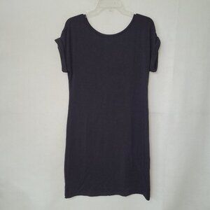 Lou & Grey Dress Womens M Black Short Sleeve Stretch Tunic Minimalist‎ Beach
